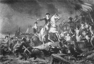 George Washington kierujący odosobnieniem z Brooklyn Heights, 29 sierpnia 1776 (lito) autorstwa American School