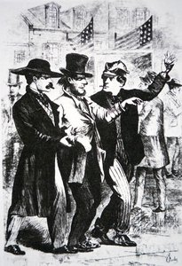 Upijanie się wyborcy, aby wpłynąć na jego głos w wyborach 1864 r. (rycina) autorstwa American School