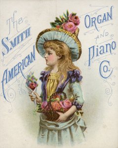 Dziewczyna trzymająca kosz kwiatów autorstwa American School
