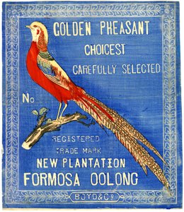 Golden Pheasant Choicest Carefully Select, No. Registered Trade Mark New Plantation Formosa Oolong (odbitka blokowa (tusz kolorowy na papierze z podkładem)) autorstwa American School
