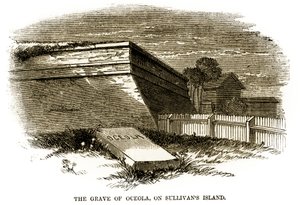 Grób wodza Seminole Osceola, który pojawił się obok północno-zachodniego bastionu Fort Moultrie w 1860 roku, tuż przed wojną secesyjną autorstwa American School