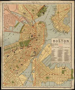 Mapa przewodnika Bostonu autorstwa American School