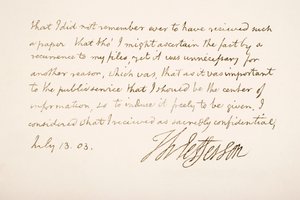 Pismo i podpis Thomasa Jeffersona, 1803 autorstwa American School
