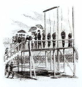Powieszenie spiskowców zamachu na Lincolna, 7 lipca 1865 r autorstwa American School