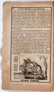 Ciężkie czasy, strona 2 z The American Comic Almanac dla 1838 r. autorstwa American School
