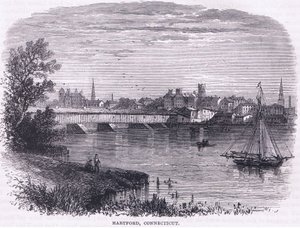 Hartford, Connecticut (1664), ilustracja z Historii Cassella w pubie Stanów Zjednoczonych. przez Pettera i Galpina c.1890 (lito) autorstwa American School