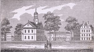 Harvard University, Cambridge, z „Historical Collections of Massachusetts” Johna Warnera Barbera, 1839 autorstwa American School
