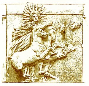 Helios na swoim rydwanie, ilustracja z Historii Grecji autorstwa Victora Duruy, opublikowana w 1890 r. (obraz ulepszony cyfrowo) autorstwa American School
