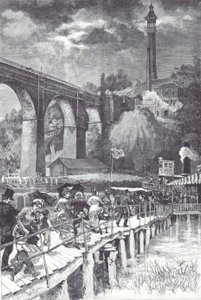 Wysoki most przez rzekę Harlem, niosący świeżą wodę z hrabstwa Westchester do zbiornika Central Parku autorstwa American School