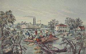Wysoka woda w Missisipi, wyd. 1868, Currier i Ives autorstwa American School