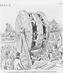 Sporty wakacyjne na Cejlonie, jazda na okrągłym kole, ok. 1893 (ilustracja) autorstwa American School