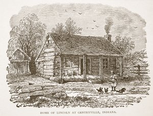 Dom Lincolna w Gentryville w stanie Indiana, z pubu z książkami. 1896 autorstwa American School
