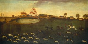 Scena myśliwska ze stawem, XVIII w. autorstwa American School