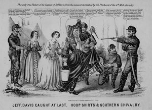 Jeff Davis wreszcie złapany: hoop skirts & Southern Chivalry, wydane przez J.L. Magee, Filadelfia, ok. 1865 autorstwa American School