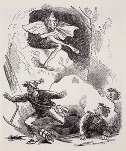 Koboldy, ze Światowego przewodnika po gnomach, wróżkach, elfach i innych małych ludziach Thomasa Keightleya (1789-1872) opublikowane w 1880 r. (BW Engraving) autorstwa American School