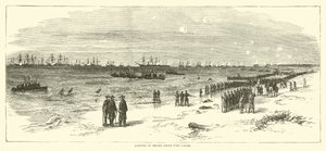Lądowanie wojsk nad Fort Fisher, styczeń 1865 autorstwa American School