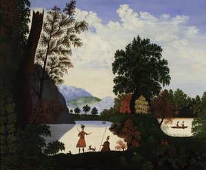 Krajobraz z Indianami, 1880 autorstwa American School
