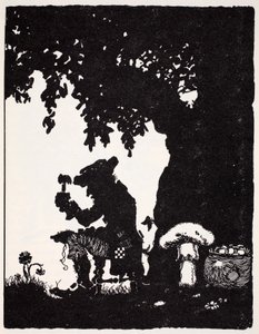 Leprechaun, z Przewodnika po świecie krasnali, wróżek, elfów i innych małych ludzi Thomasa Keightleya (1789-1872) opublikowanego w 1880 r. (BW Engraving) autorstwa American School