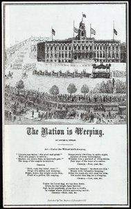 Procesja pogrzebowa Lincolna, wyd. 1865 autorstwa American School
