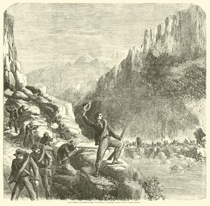 Strzelcy wyborowi Longstreets atakują pociąg federalny nad Chattanooga, październik 1863 r autorstwa American School