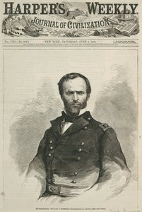 Generał-major William T. Sherman, pierwsza strona Harpers Weekly, 1864 (drewno)