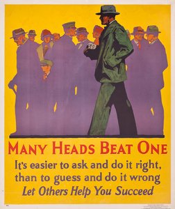 Wiele głów bije jedną; plakat motywacyjny z 1929 r. autorstwa American School