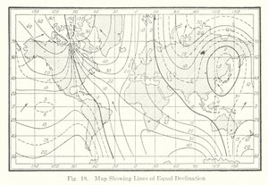 Mapa przedstawiająca linie równej deklinacji (litografia) autorstwa American School
