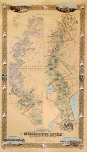Mapa przedstawiająca plantacje na rzece Missisipi od Natchez do Nowego Orleanu, 1858