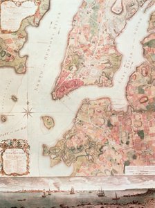 Mapa Nowego Jorku w latach 1766-67 (akwarela na papierze) autorstwa American School
