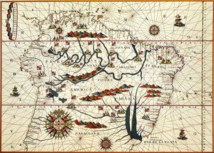 Mapa Ameryki Południowej w 1582 r. autorstwa American School