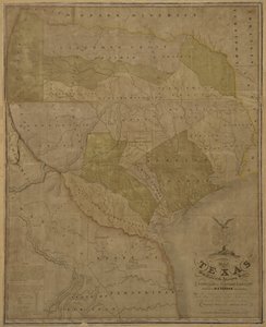 Mapa Teksasu z częściami sąsiednich stanów autorstwa American School