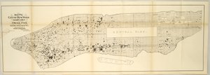 Mapa miasta Nowy Jork pokazująca lokalizację ospy, od 1 maja 1874 do 30 kwietnia 1875. autorstwa American School