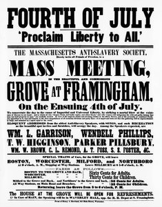 Plakat Massachusetts Anti-Slavery Society głoszący wolność dla wszystkich w Dzień Niepodległości, 1859 (druk)