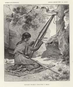 Kobieta Navajo tkająca pasek autorstwa American School