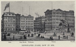 Gazeta (Park) Row w 1870 r. (lito) autorstwa American School