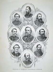 Dziewięć portretów wybitnych generałów Armii Konfederacji (lito) autorstwa American School