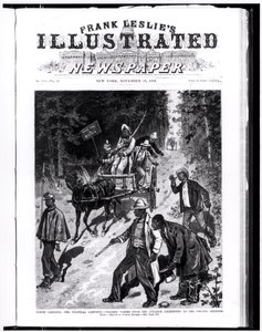 Karolina Północna, kampania polityczna: Kolorowi wyborcy z wnętrza w drodze do lokali wyborczych, z „Ilustrowanej gazety Franka Leslie”, 13 listopada 1880 r. (rycina) (zdjęcie czarno-białe) autorstwa American School