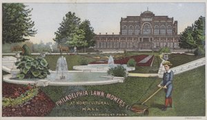 Filadelfijskie kosiarki do trawy w hali ogrodniczej (chromolitho) autorstwa American School