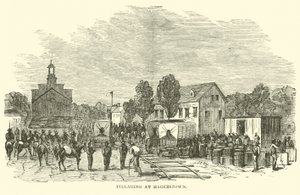 Plądrowanie w Hagerstown, lipiec 1864 r. autorstwa American School