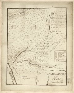 Plan bitwy stoczonej pod Camden 16 sierpnia autorstwa American School