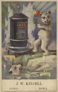 Niedźwiedź polarny tańczący przy piecu (chromolitho) autorstwa American School