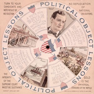 Lekcje przedmiotu politycznego, plakat amerykańskiej kampanii prezydenckiej dla Williama McKinleya (1843-1901) c.1897