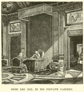 Papież Leon XIII w swoim prywatnym gabinecie autorstwa American School