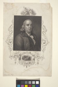 Portret Benjamina Franklina (atrament) autorstwa American School
