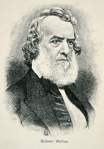 Portret Gideona Wellesa (1802-78), Sekretarza Marynarki Wojennej USA podczas wojny i odbudowy (lito) autorstwa American School