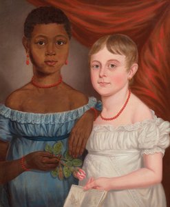 Portret dwóch dziewcząt, początek XIX wieku (olej na płótnie) autorstwa American School