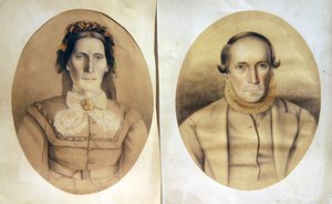 Portret męża i żony, ok. 1880 (kolorowe kredy na papierze) autorstwa American School