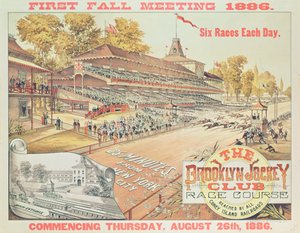 Plakat reklamujący tor wyścigowy Brooklyn Jockey Club, 1886 r.