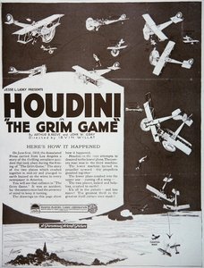 Plakat reklamujący „The Grim Game” z Houdini . w roli głównej autorstwa American School