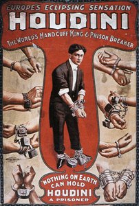 Plakat reklamujący występ Houdini autorstwa American School